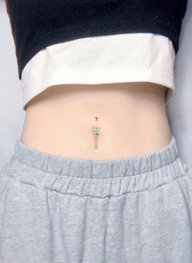 vcmart Gold Belly Button Ring Surgical Steel Diamond Belly Rings for Women Navel Rings Navel Piercing Jewelry - Image 3